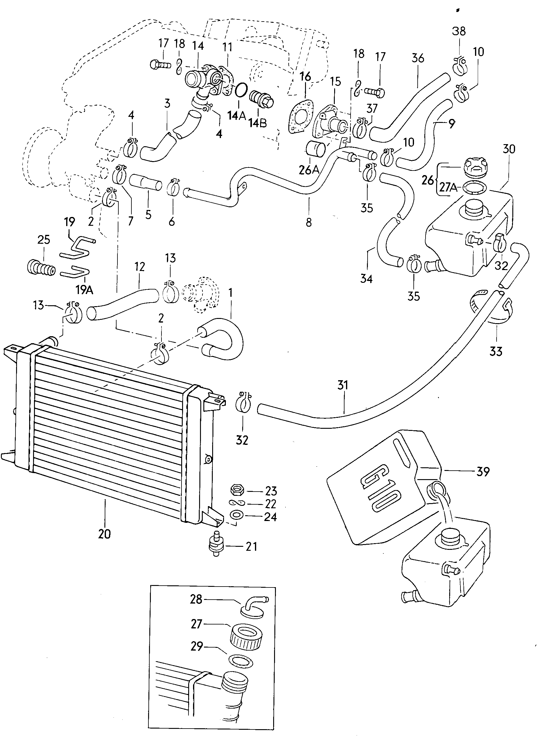 Volkswagen Rabbit (1977 - 1978) - coolant cooling system. > VAG ETKA ...